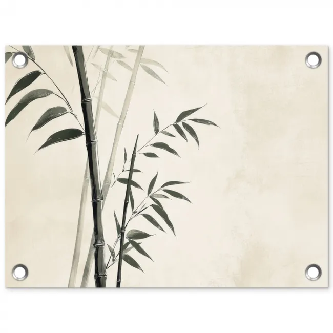Japandi - Bamboe - Beige tuinposter los doek klein -3d