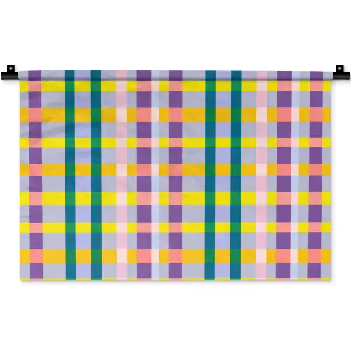 Ruit - Patroon - Kleurrijk Wandkleed katoen klein 269 -zz3d
