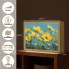 Penseelstreken - Bloemen - Felgeel - Abstract Light Box met batterij (Wandlamp) middel -USP_websiteoverzichtNL