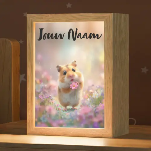 Hamster - Bloemen - Roze - Oranje Light Box met kabel (Kinderlampje) klein -zzz_3d_website