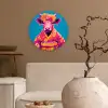 Koe - Bloemenkrans - Oorhangers - Kimono Wandcirkel kunststof plaat 5mm dik klein -sfeer1