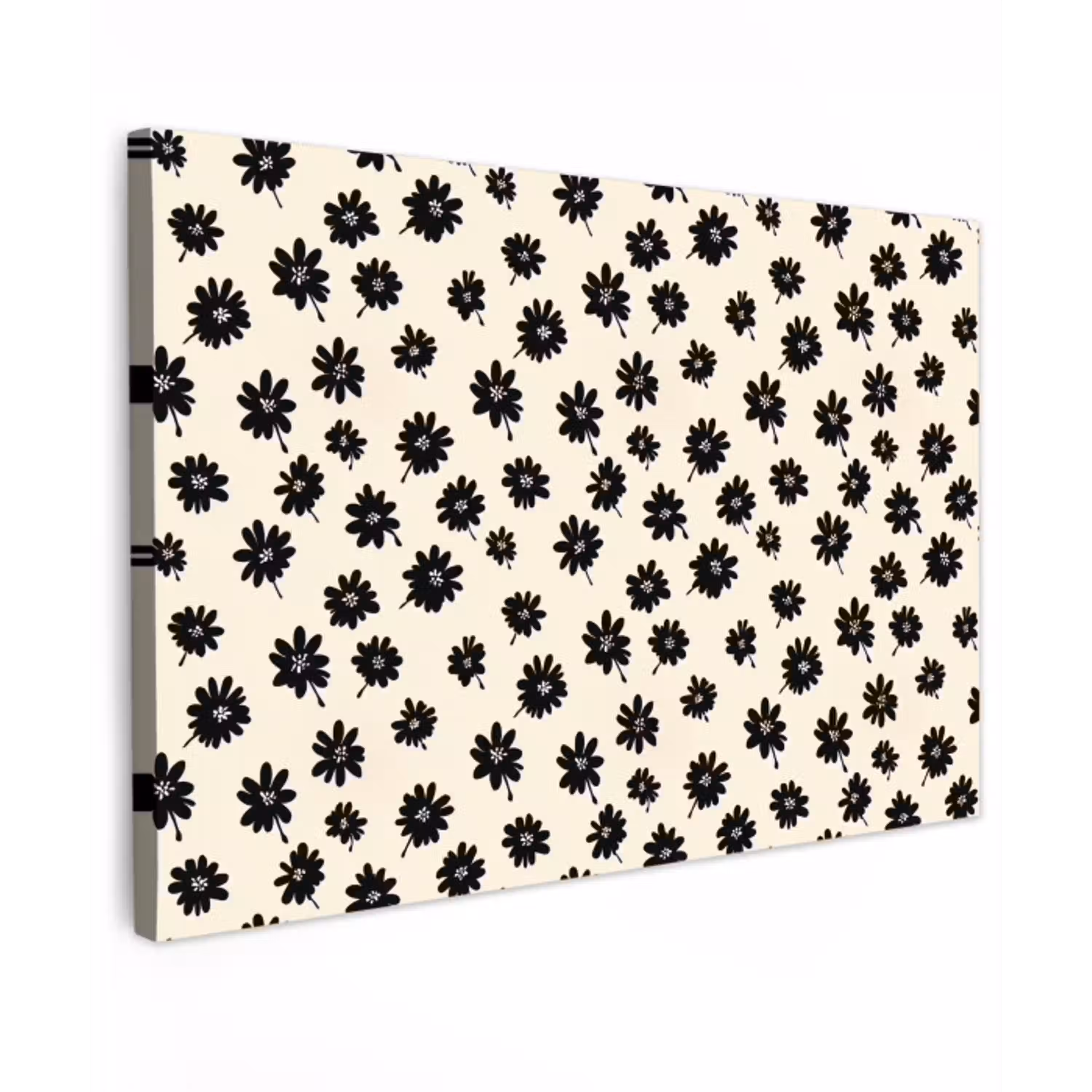 Madeliefjes - Grafisch - Zwart - Beige canvas 2cm klein 34 -z3d