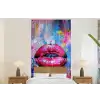 Graffiti - Lippen - Felroze - Geschilderd fotobehang vinyl groot -bed