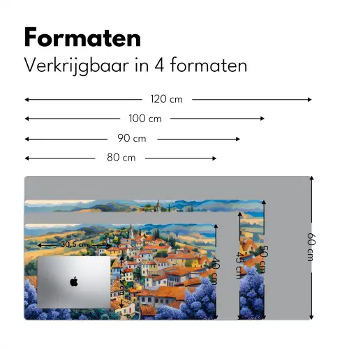 Dorp - Heuvels - Landschap - Bomen Muismat XXL klein -sfeer5