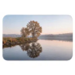 Bomen - Reflectie - Water - Zonsopgang - Serene Badmat klein -3d