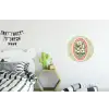 Bloemen - Illustratie - Geruit - Groen Wandcirkel aluminium klein -kinderkamer