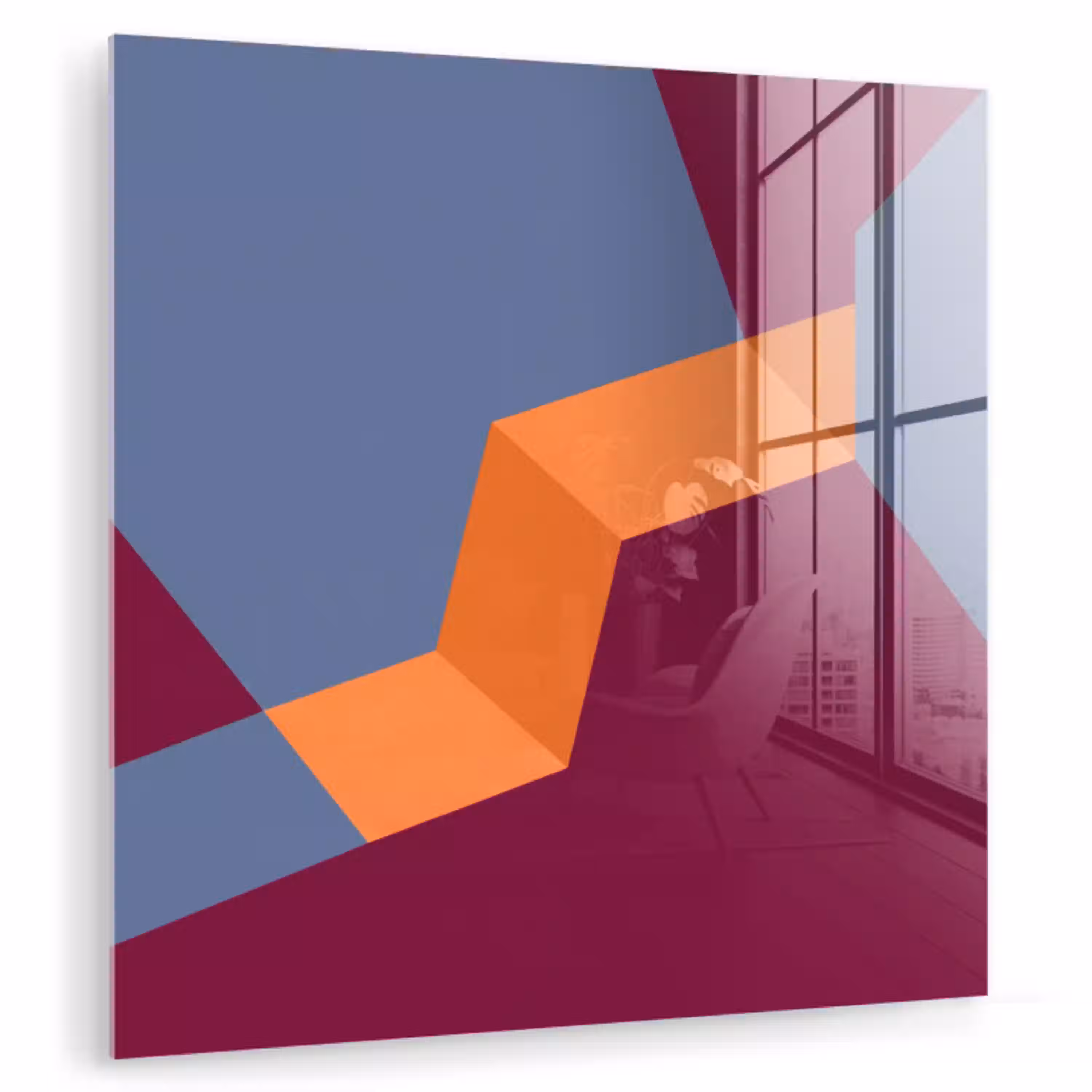 Abstract - Vormen - Modern - Blauw - Oranje plexiglas 5mm klein -zzzproduct_nieuw