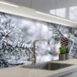 Dennenappel - Tak - Sneeuw - Winter - Sfeervol keuken achterwand 2 middel -3d_schuin
