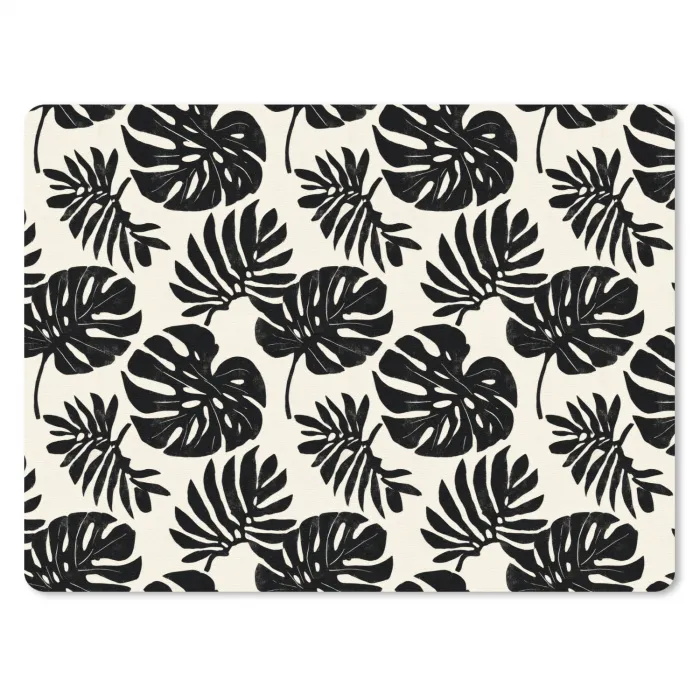 Modern - Monstera - Zwart muismat rubber klein 262 -3d