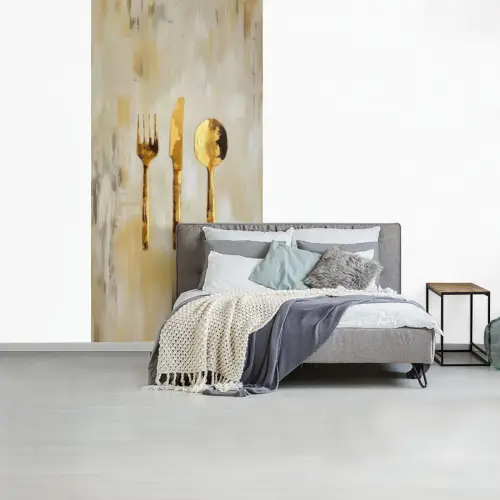 Verf - Goud - Bestek fotobehang vinyl groot -slaapkamer