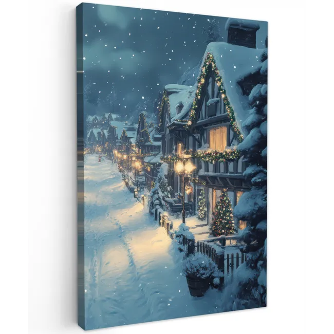 Kerstdorp - Kerst - Sneeuw - Winter canvas 2cm klein -z3d