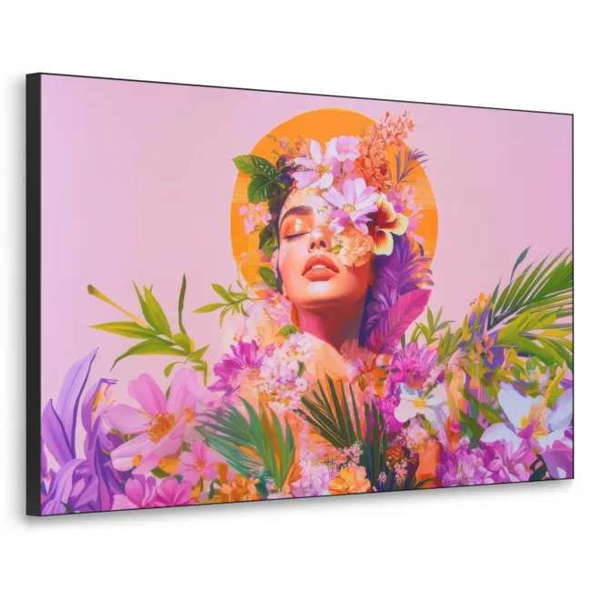 Art frame - Vrouw - Abstract - Cirkel - Bloemen