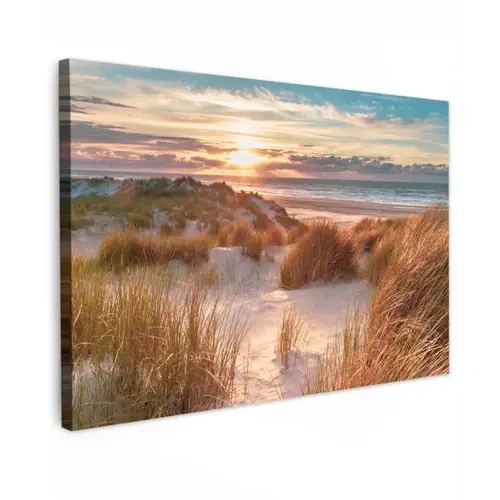 Duin - Planten - Zonsondergang - Strand - Zee canvas 2cm klein -z3d
