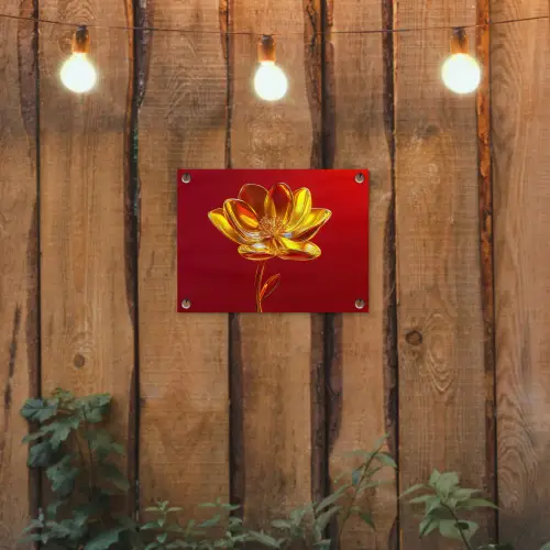 Bloem - Goud - Glazen tuinposter los doek klein -sfeer1