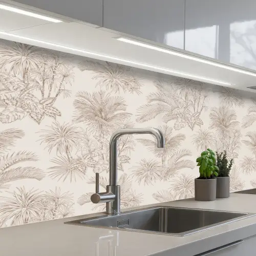 Bloemen - Beige - Planten - Vintage keuken achterwand 2 middel -3d_schuin