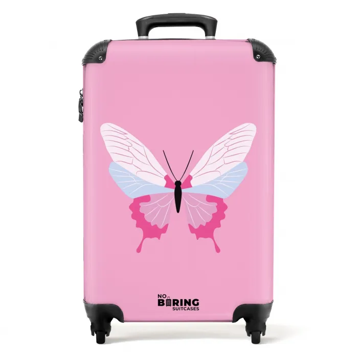 Summer memories - Vlinder op roze achtergrond NBS - Handbagage koffer - Kinderen Unisex middel -productfoto_recht