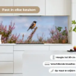 Roodborsttapuit - Heide - Paars - Natuur - Sfeervol keuken achterwand 2 middel -sfeer4_NL