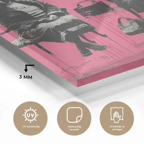 Graffiti - Vintage - Zwart - Street art - Roze - Banksy plexiglas 5mm klein -sfeer2