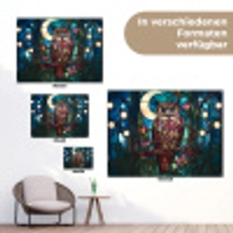 Uil - Mozaïek - Maan - Nacht tuinposter los doek klein -Xsfeer9_DE