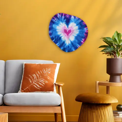 Hartvormig - Tie dye - Paars Wandcirkel Organisch Forex 3mm klein -sfeer4