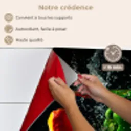 Paprika - Groente - Water - Zwart - Rood - Groen - Geel keuken achterwand spatscherm klein -spatscherm_FR