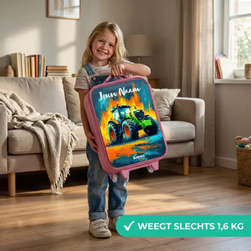Abstract - Tractor - Groen Kinderkoffer - Roze klein -sfeer2_NL