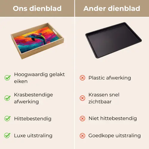 Dolfijn - Kleurrijk - Oceaan - Koraal Dienblad Rechthoek middel -USP_VergelijkingNL