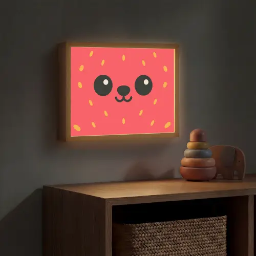 Kat - Aardbei - Cartoon Light Box met batterij (Wandlamp kind) middel -sfeer5_kind