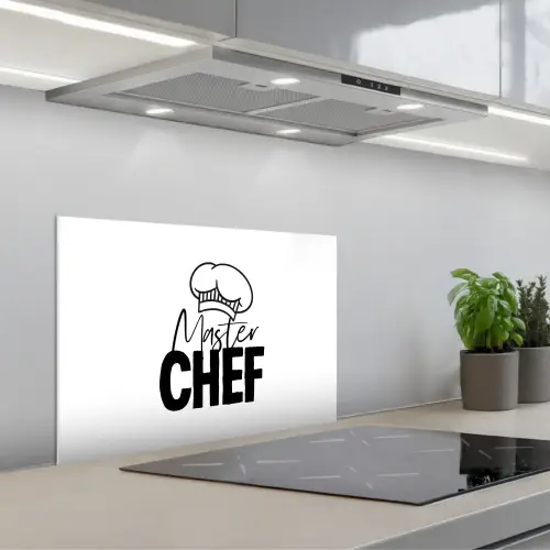Keuken - Koken - Bakken - Chef - Master Chef - Kok - Tekst keuken achterwand spatscherm klein -3d_schuin