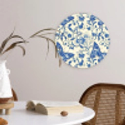 Vlinders - Bloemen - Blauw - Botanisch Wandcirkel kunststof plaat 5mm dik klein 188 -sfeer4