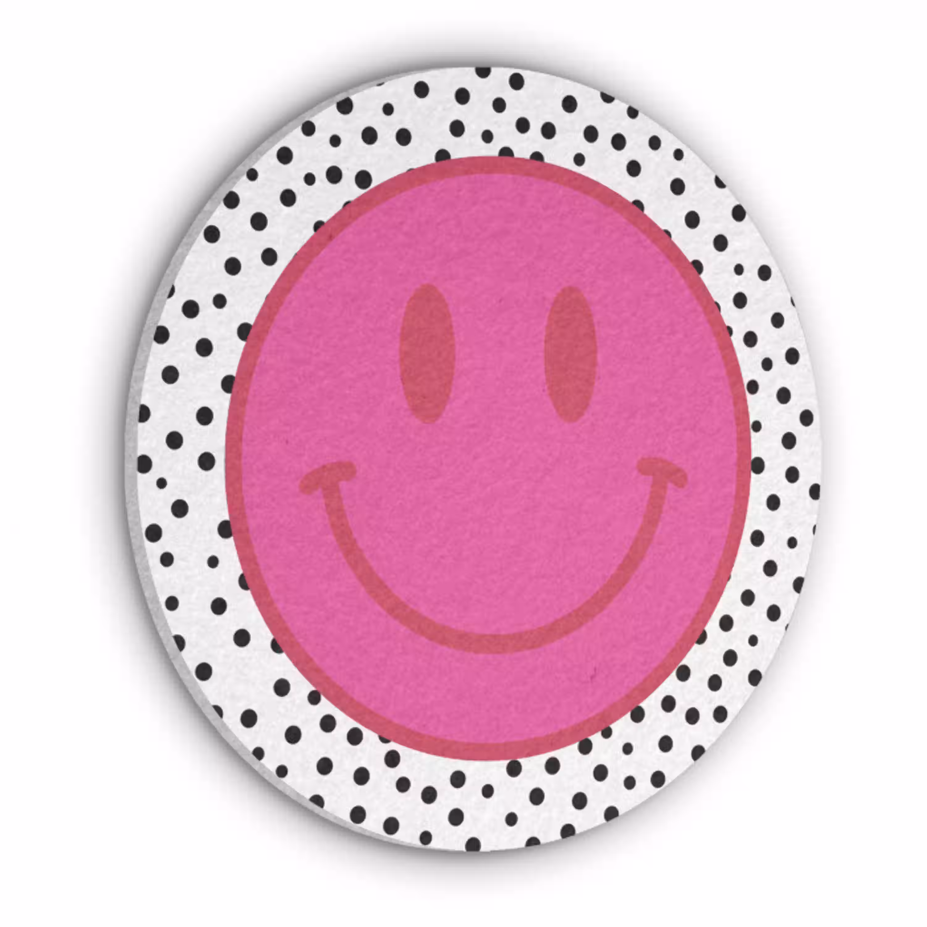 Smiley - Roze - Stippen Akoestische PET Vilt - Rond klein -3d