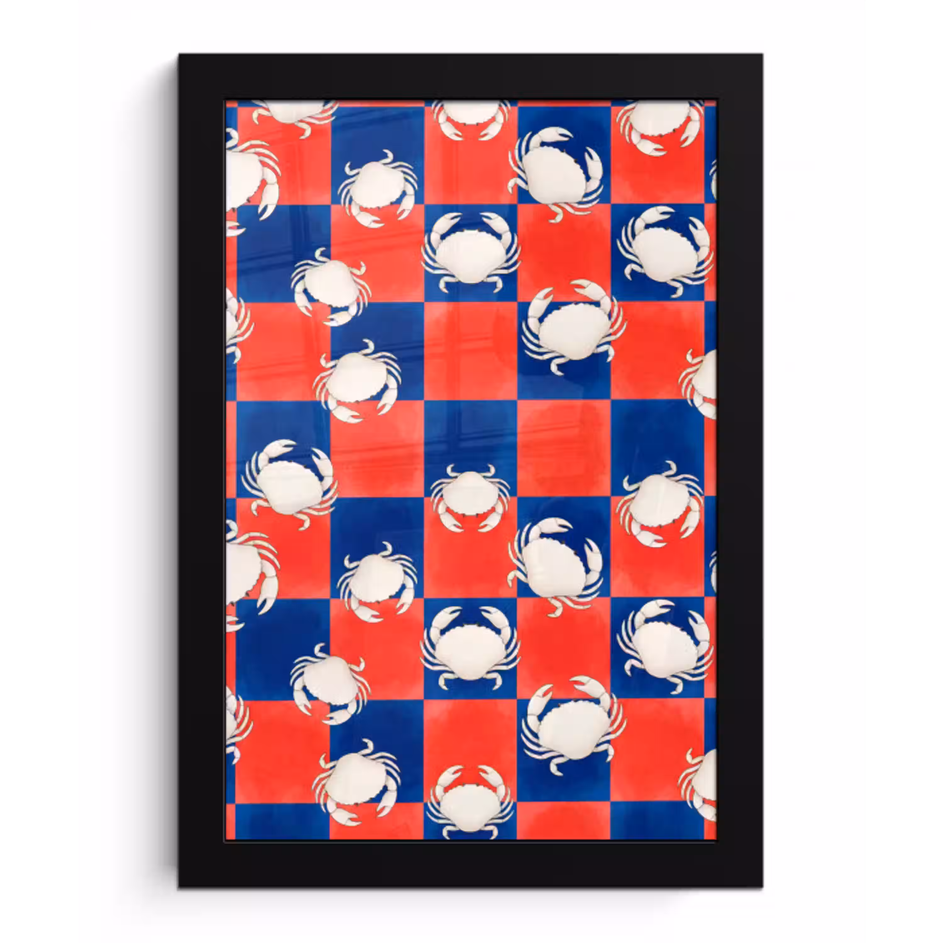 Patroon - Zeeleven - Rood - Blauw - Abstract fotolijst zwart zonder passe partout klein -3d