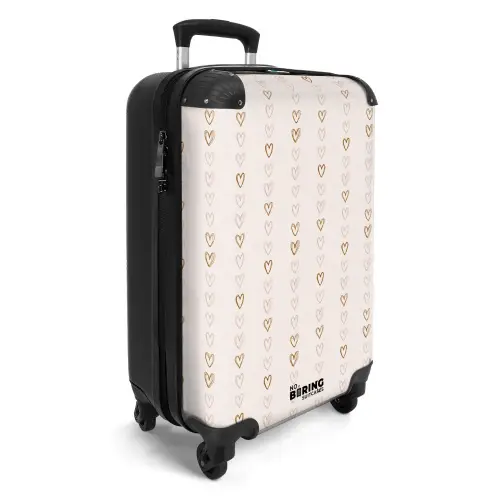 Lijnhartjes op beige NBS - Handbagage koffer - Volwassenen Unisex middel -productfoto_3d