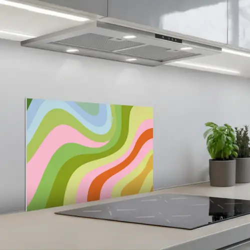Lijnen - Pasteltinten - Golvend keuken achterwand spatscherm klein -3d_schuin