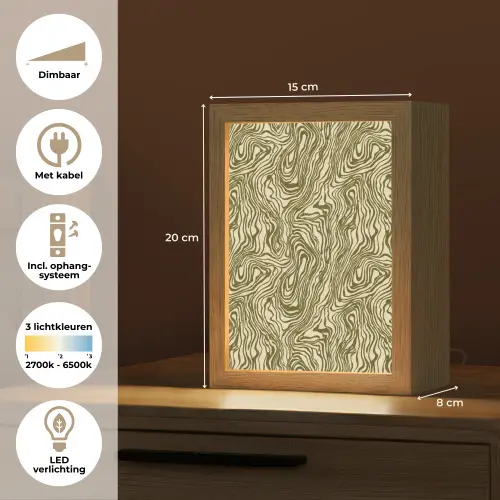 Abstract - Marmer - Groen Light Box met kabel (Tafellamp) klein 925 -USP_NL