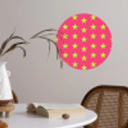 Sterren - Patroon - Roze Wandcirkel behangsticker klein 186 -sfeer3