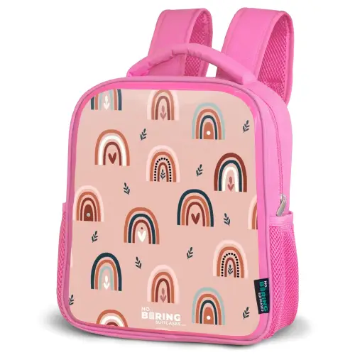Roze regenbogen patroon Kinderrugzak - Roze middel -schuin