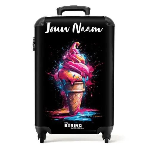 Ijshoorntje met Blauwe en Roze Verf NBS - Handbagage koffer - Kinderen Unisex middel -productfoto_recht