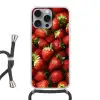 Aardbei - Fruit - Rood Hoesje iPhone 16 Pro Max met koord klein -3d
