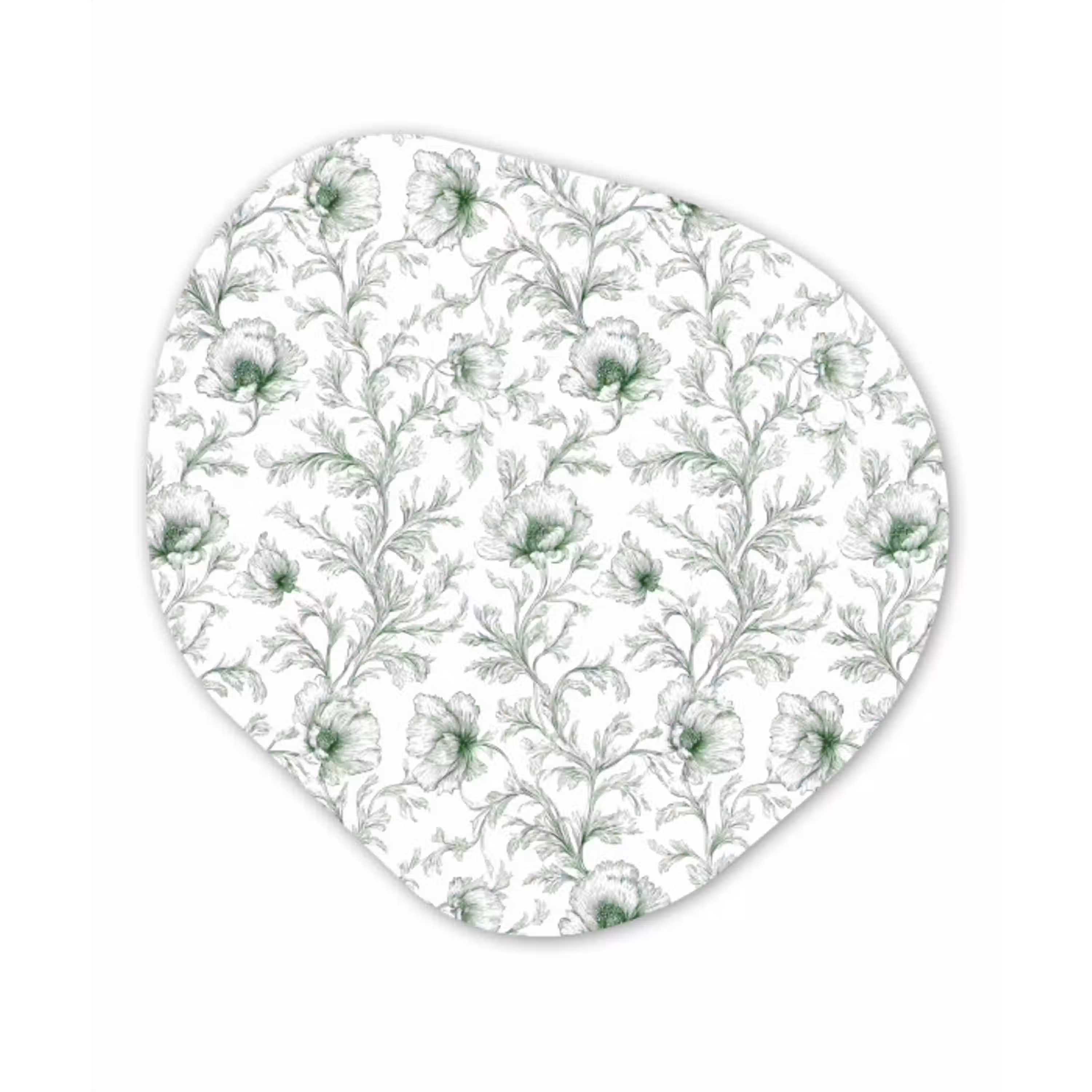 Bloemen - Getekend - Groen Wandcirkel Organisch Aluminium middel 851 -3d