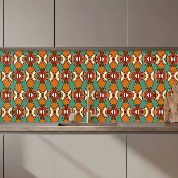 Design - Retro - Oranje - Abstract keuken achterwand 2 middel 871 zz_3dshopping