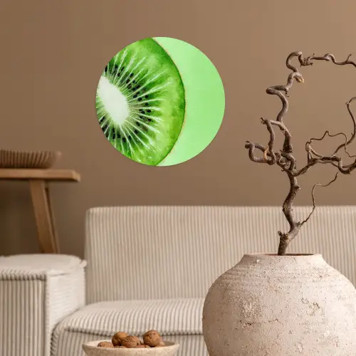 Kiwi - Groen - Fris Wandcirkel behangsticker klein -sfeer1