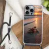Schildpad - strand - Zonsondergang Hoesje iPhone 16 Pro Max met koord klein -sfeer4