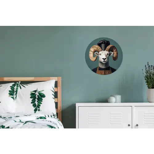 Geit - Hoorns - Kokskleding Wandcirkel aluminium klein -slaapkamer