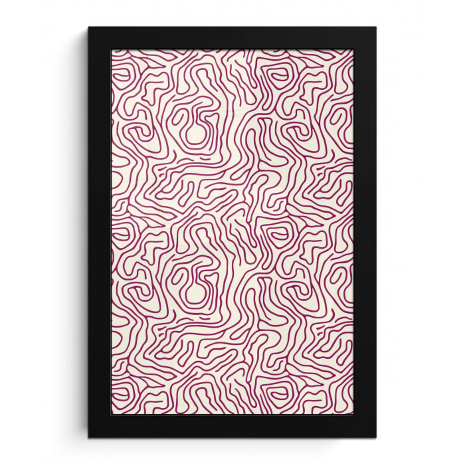 Kronkelende lijn - Magenta - Crème fotolijst zwart zonder passe partout klein 224 -3d
