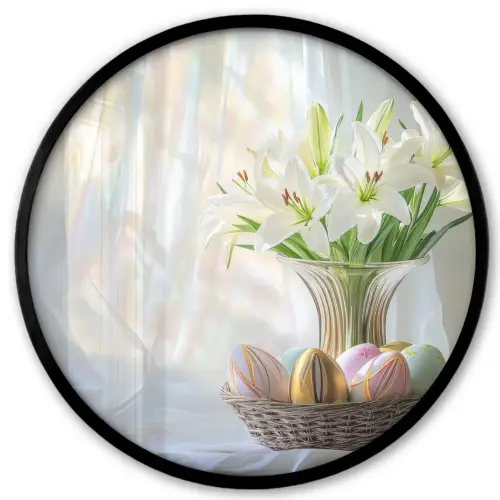 Vaas - Eieren - Bloemen Fotolijst rond zonder passe partout klein -3d