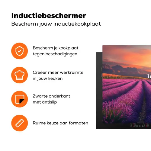 Lavendelveld - Quote - Zonsondergang Inductie beschermer vinyl 3mm klein -zzzzzzz-td-ups