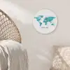 Wereldkaart - Blauw - Kleurrijk Akoestische PET Vilt - Rond klein -sfeer4