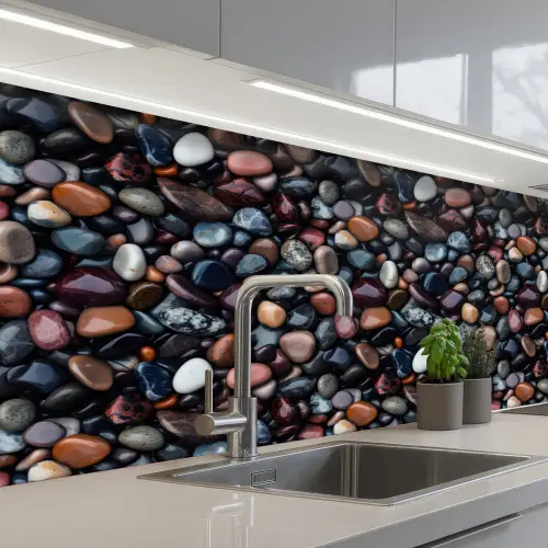 Donker - Kiezels - Glans keuken achterwand 2 middel 871 -3d_schuin
