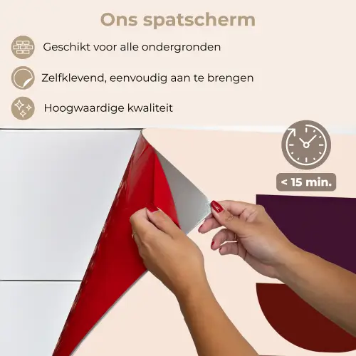Harmonieus - Symmetrisch - Rood keuken achterwand spatscherm klein -spatscherm_NL